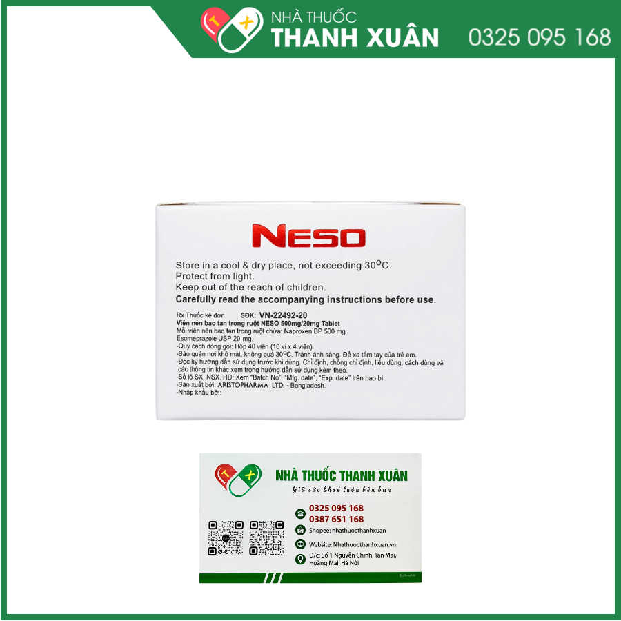 Neso 500mg/20mg trị thoái hóa khớp, viêm khớp dạng thấp
